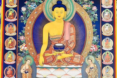 编号188-309991：彩绘唐卡-释迦牟尼佛·三十五佛（120*90CM左右）