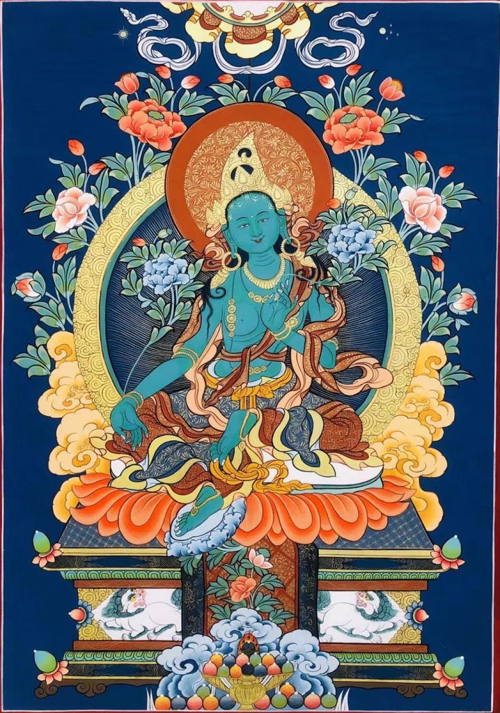 编号188-442322：彩绘唐卡-绿度母（60*45CM左右）