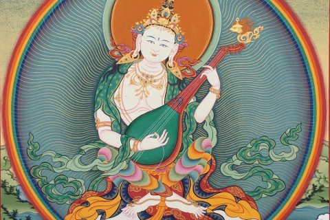 编号188-447911：彩绘唐卡-妙音天女（40*30CM左右）