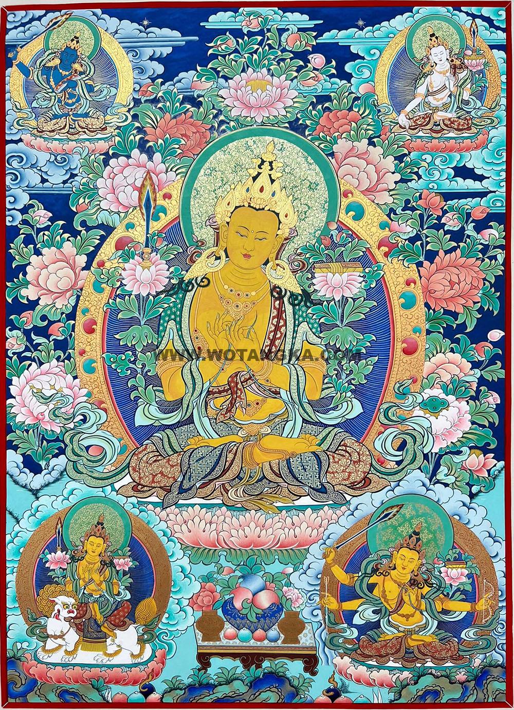 编号188-644494：彩绘唐卡-文殊菩萨（80*60CM左右） | 沃唐卡www