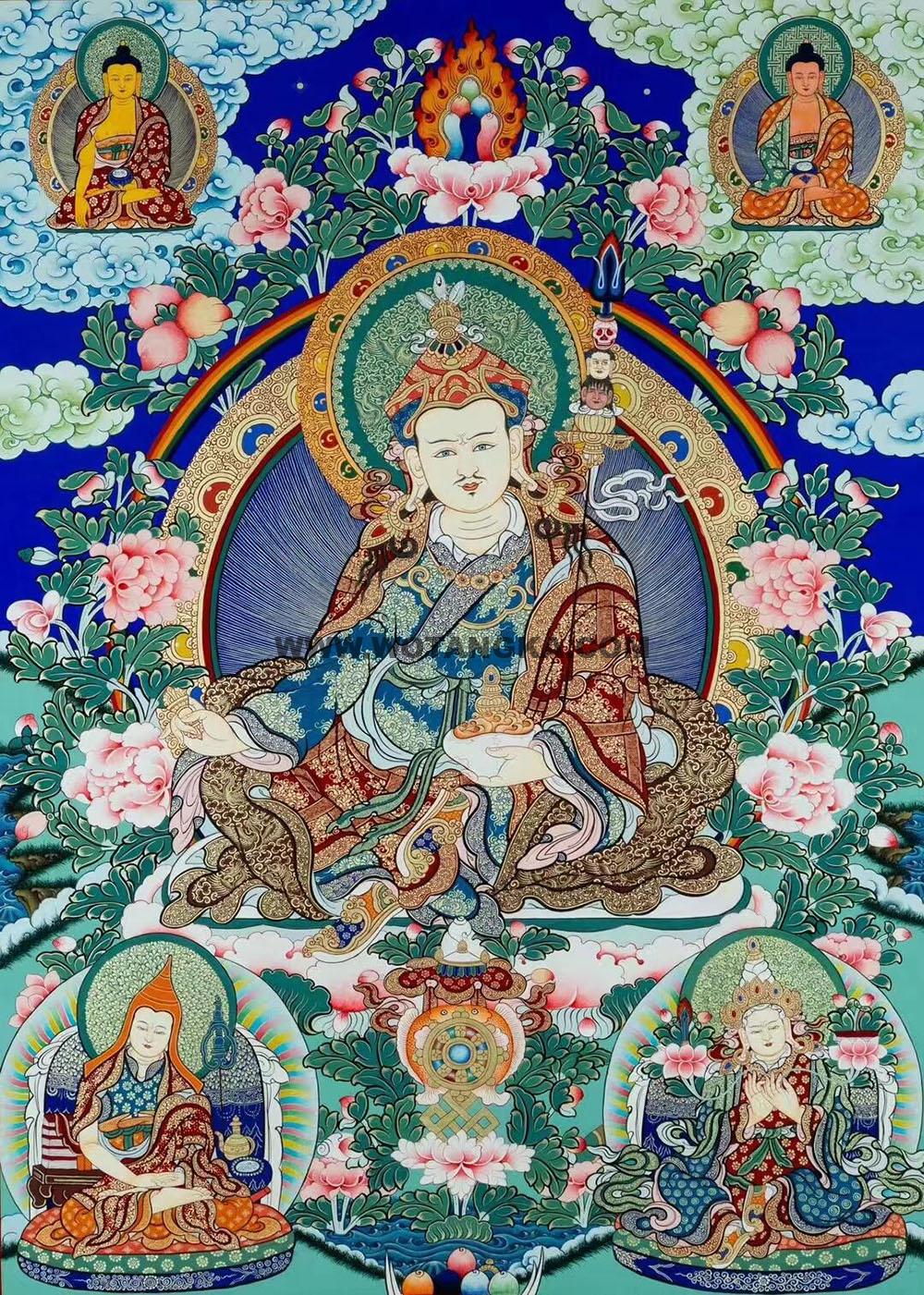 编号188-709921:彩绘唐卡-莲花生大士·君王三尊(80*60CM左右)