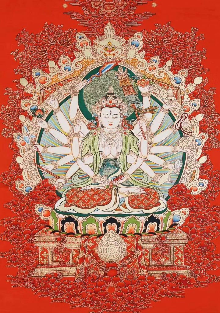 编号188-713097：红金唐卡-准提佛母（80*60CM左右）