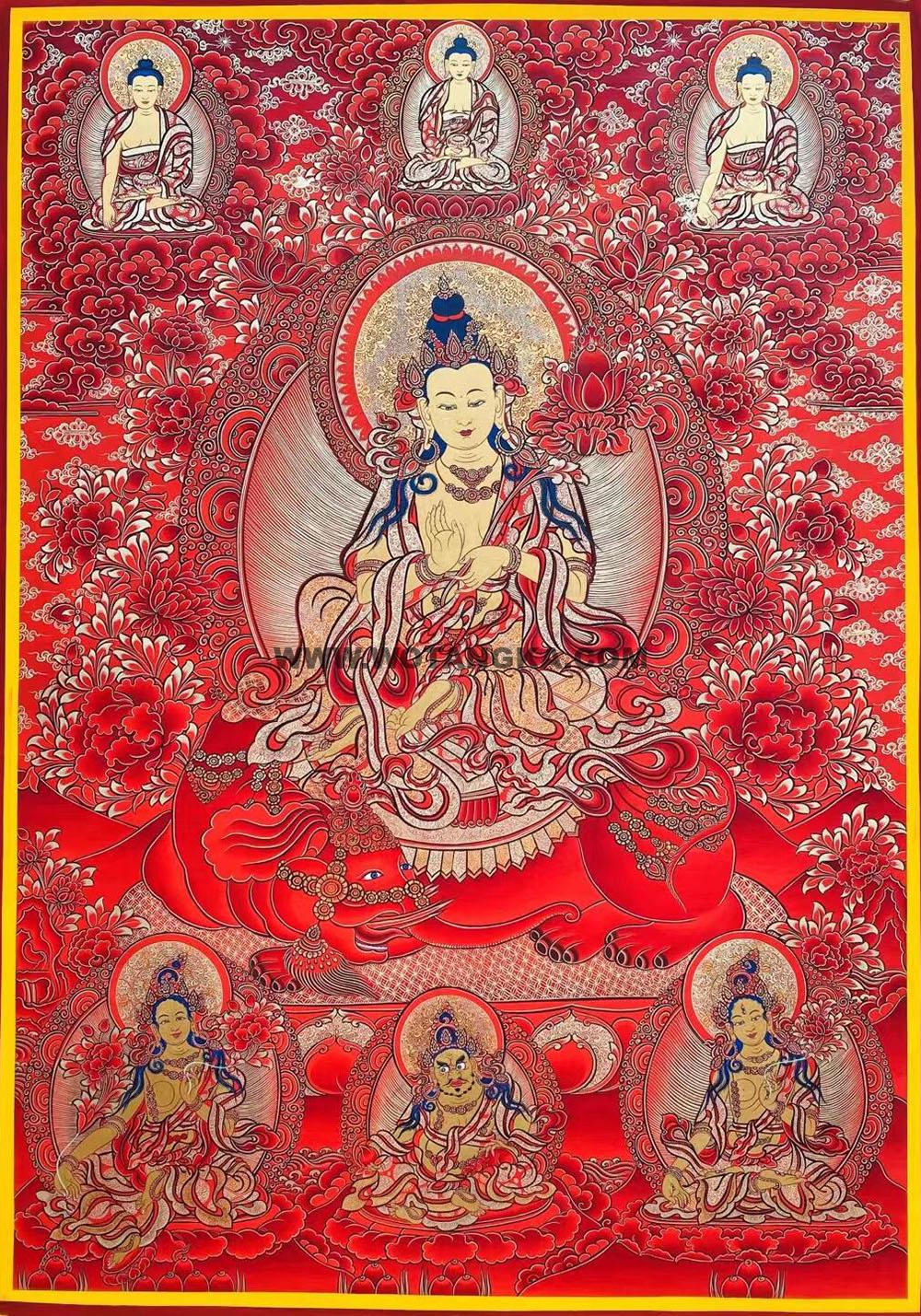 热贡-罗藏达杰·画院:红金唐卡-普贤菩萨(100*70CM左右)
