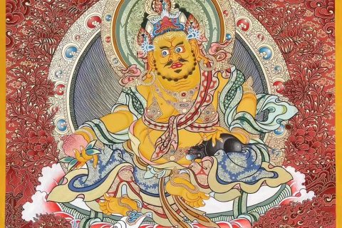 编号188-828573：红金唐卡-黄财神·五方财神（100*70CM左右）