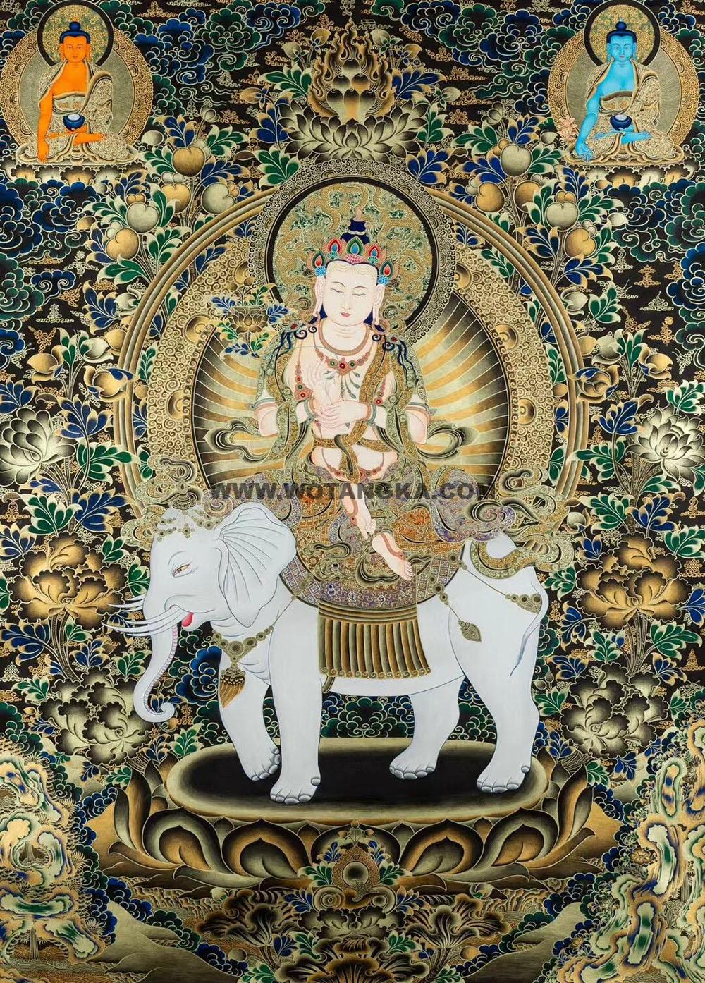 编号188-845643:黑金唐卡-普贤菩萨(80*60CM左右)