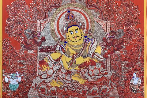 编号188-858524：红金唐卡-黄财神·五方财神（100*75CM左右）