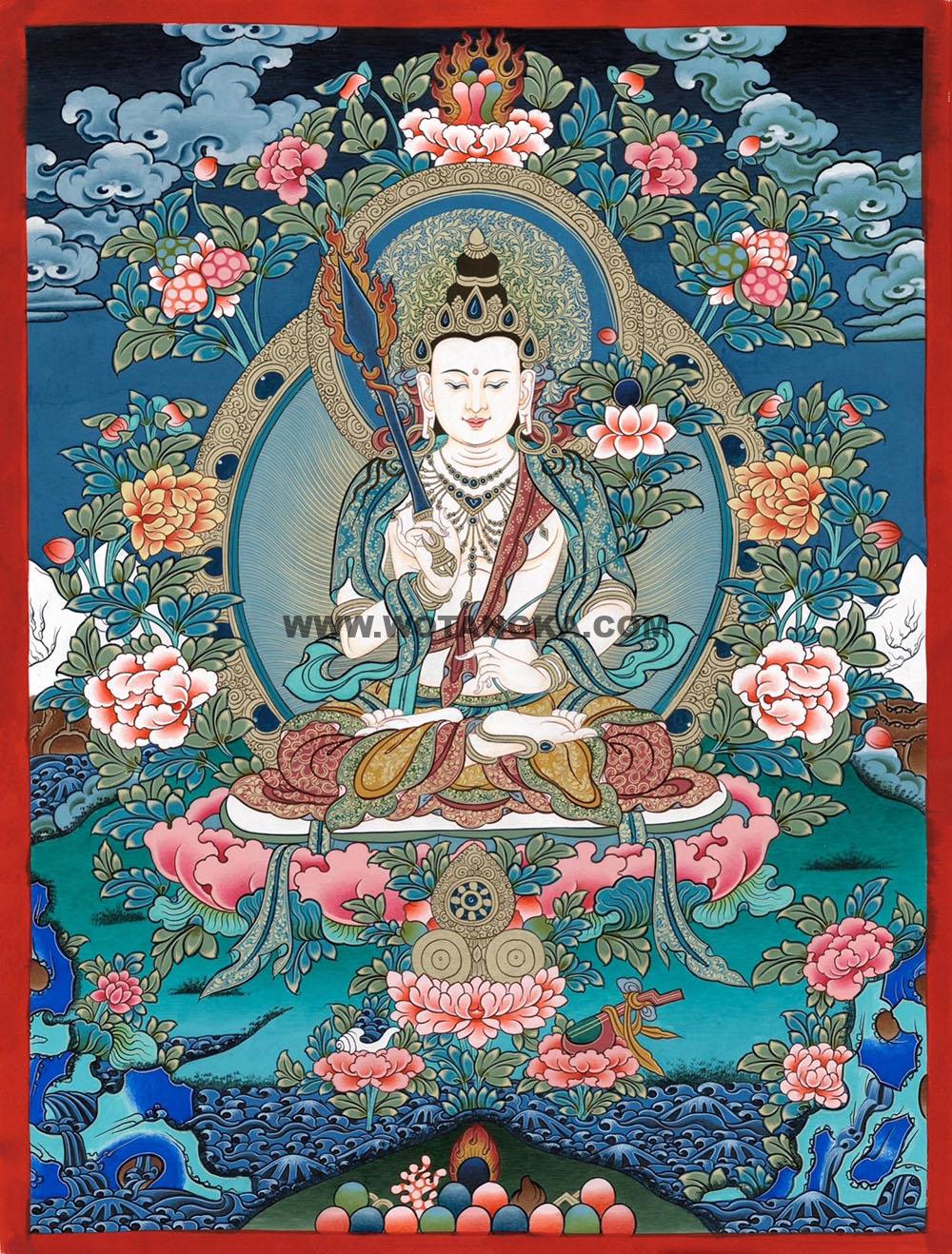 |已结缘·可定制|唐卡寄卖编号:JM·188-864084-虚空藏菩萨吉祥海吉祥财富供养图(彩唐)