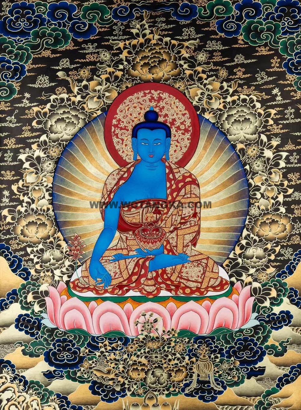 编号188-867266:黑金唐卡-药师佛(60*45CM左右)