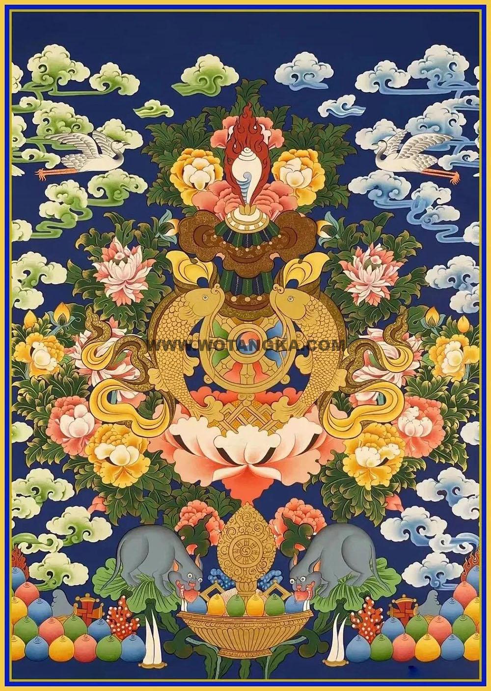 编号188-936007:彩绘唐卡-吉祥八宝(60*45CM左右)