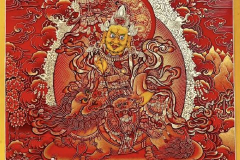 编号118-1018823：红金小唐卡-财宝天王（长方形·10*8CM左右）