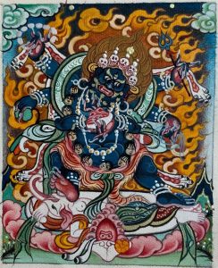 编号118-1053038：彩绘小唐卡-六臂玛哈嘎拉（长方形·5*4CM左右）