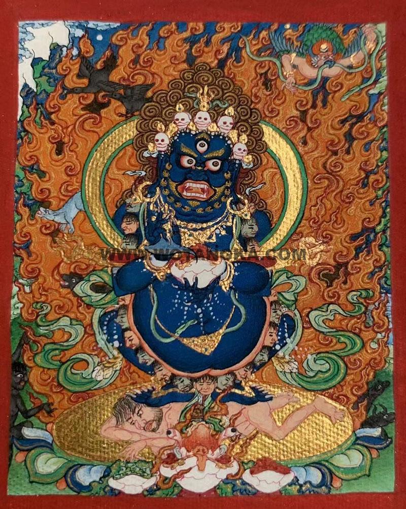 编号118-1204301：彩绘小唐卡-宝帐怙主（长方形·5*4CM左右）