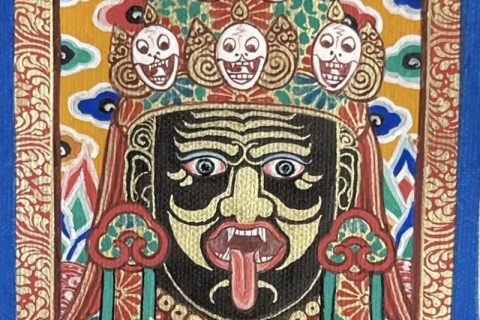 编号118-1290231：彩绘小唐卡-扎基拉姆（长方形·5*4CM左右）