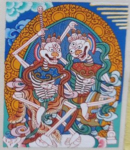 编号118-1860072：彩绘小唐卡-尸陀林主（长方形·5*4CM左右）