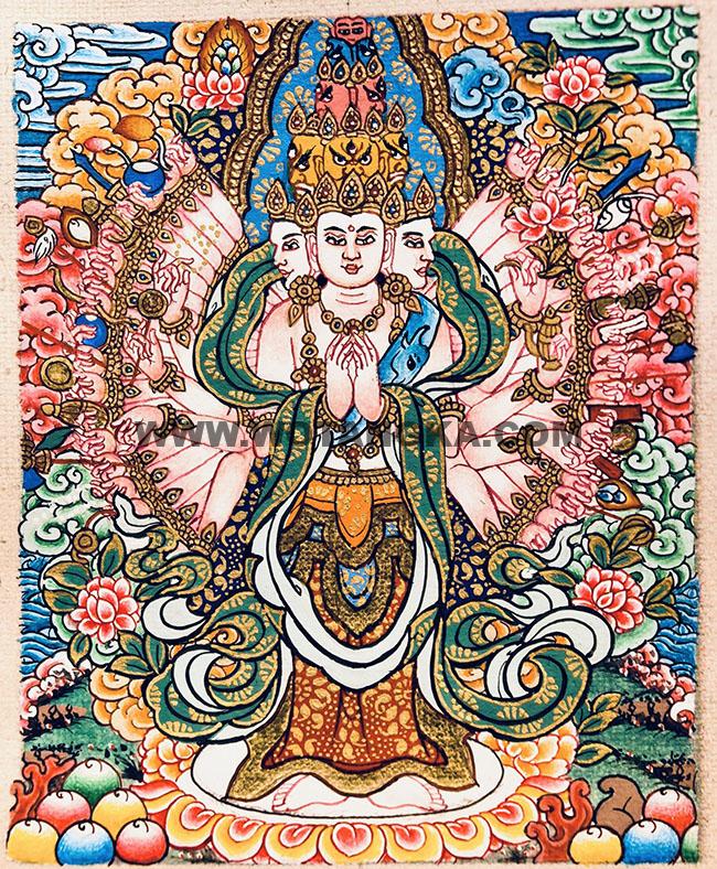 编号118-2537939：彩绘小唐卡-千手观音（长方形·5*4CM左右）