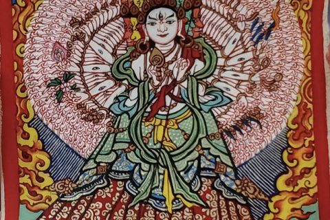 编号118-2771663：彩绘小唐卡-大白伞盖佛母（长方形·5*4CM左右）