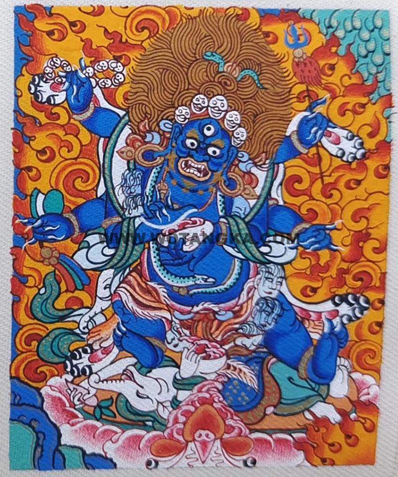 编号118-2958728：彩绘小唐卡-六臂玛哈嘎拉（长方形·5*4CM左右）