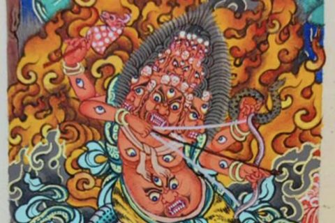 编号118-3012934：彩绘小唐卡-惹呼拉（长方形·5*4CM左右）