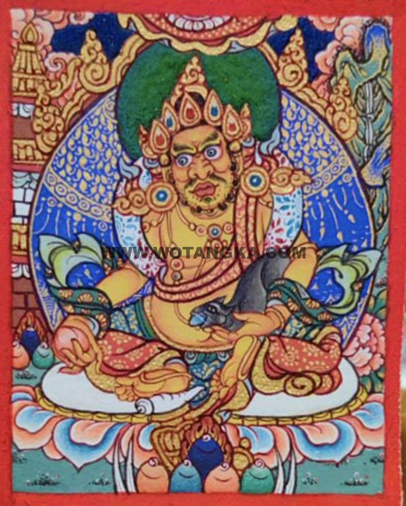 编号118-3150053：彩绘小唐卡-黄财神（长方形·5*4CM左右）