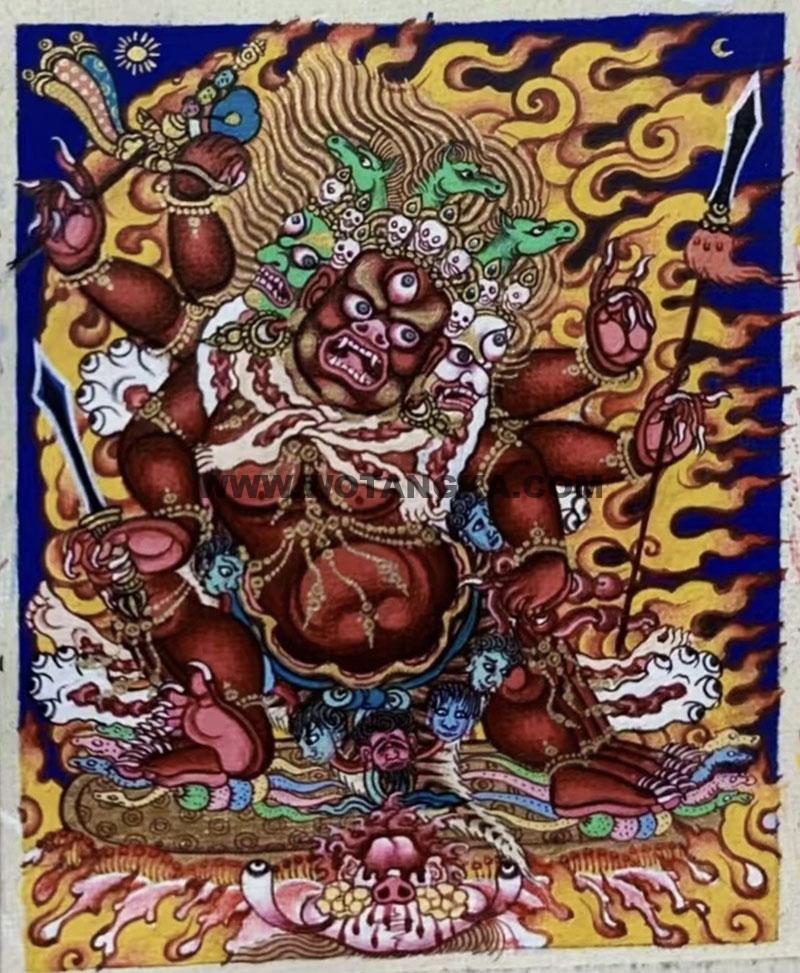 编号118-3489032：彩绘小唐卡-马头明王（长方形·5*4CM左右）