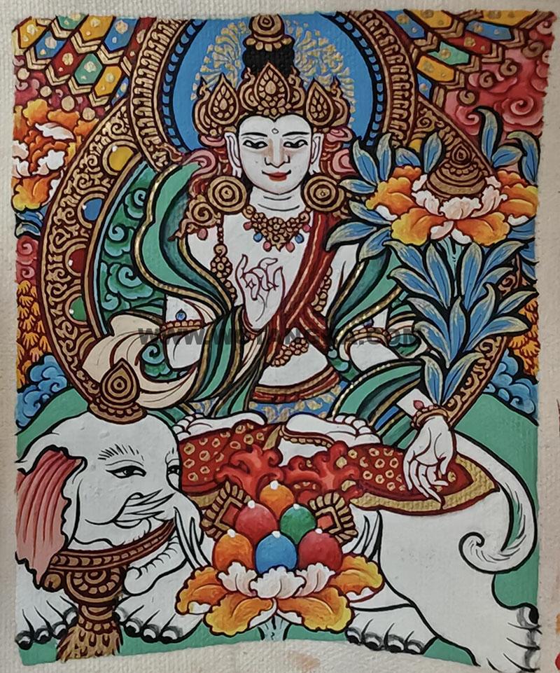 编号118-3623384：彩绘小唐卡-骑象普贤菩萨（长方形·5*4CM左右）