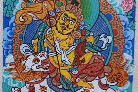 编号118-3922222：彩绘小唐卡-财宝天王（长方形·5*4CM左右）
