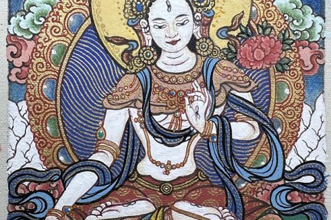 编号118-4065781：彩绘小唐卡-白度母（长方形·5*4CM左右）