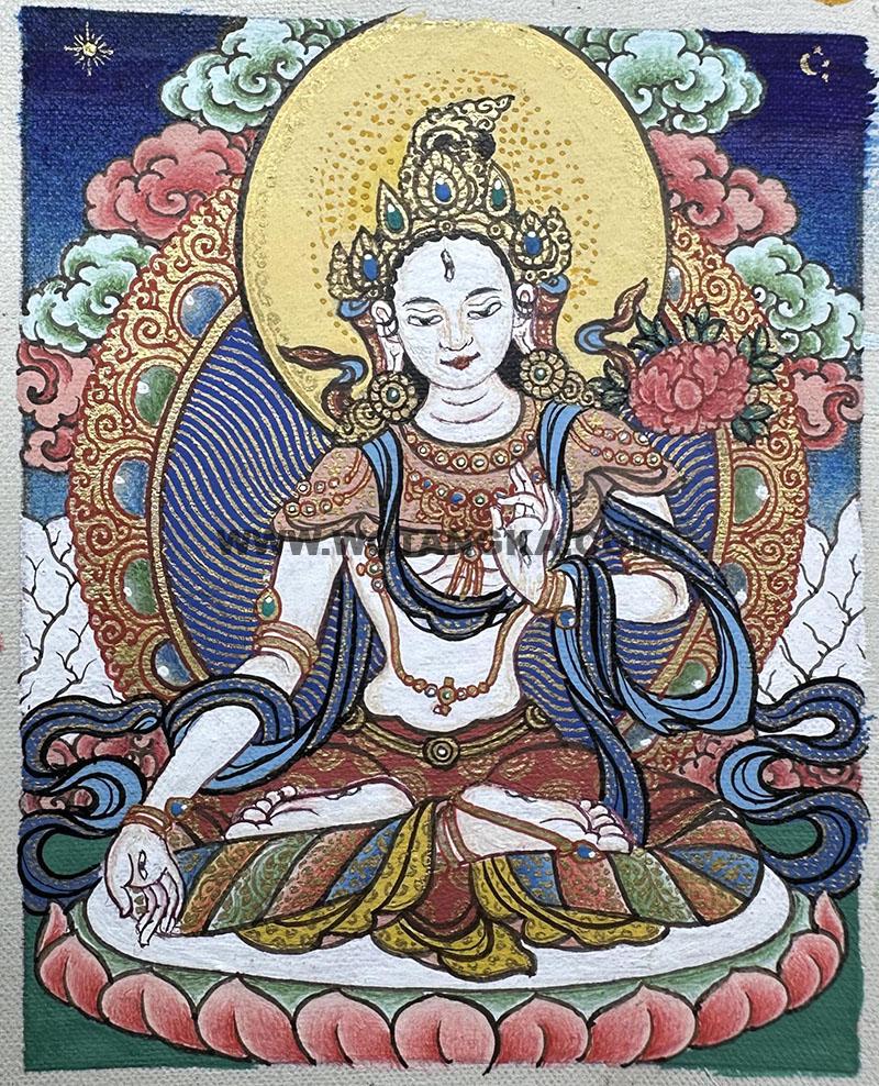 编号118-4065781：彩绘小唐卡-白度母（长方形·5*4CM左右）