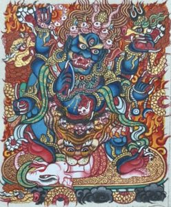 编号118-4477040：彩绘小唐卡-六臂玛哈嘎拉（长方形·5*4CM左右）