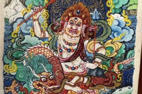 编号118-4587333：彩绘小唐卡-白财神（长方形·5*4CM左右）