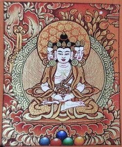 编号118-4690169：红金小唐卡-四面大日如来（长方形·5*4CM左右）