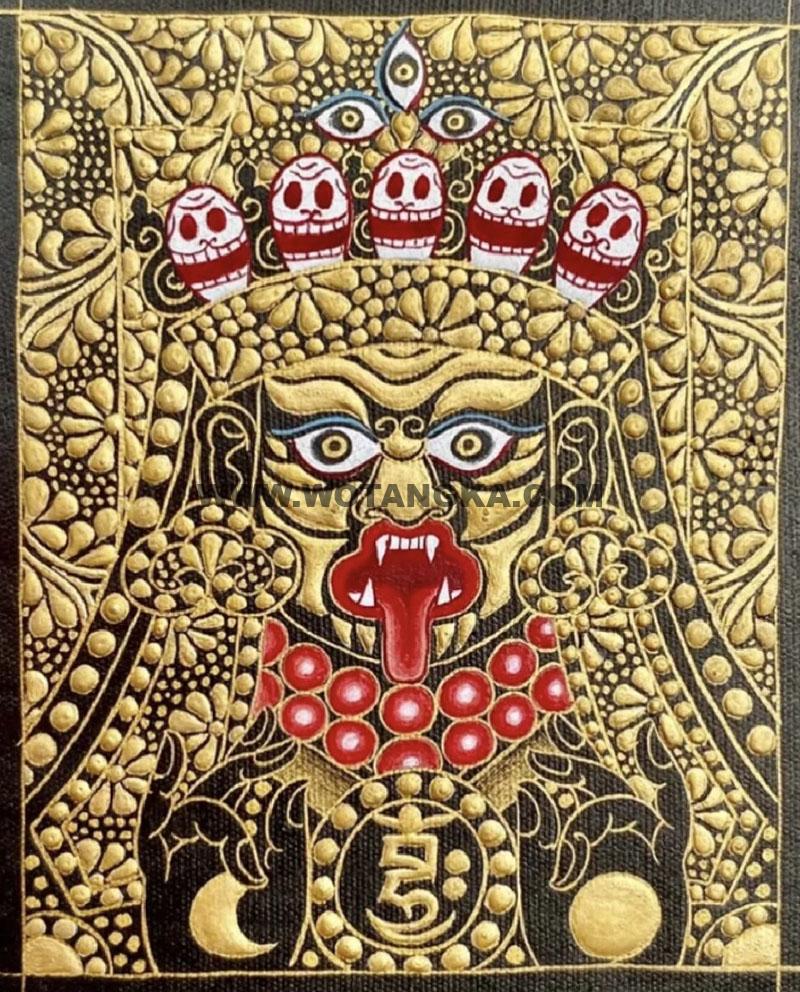 编号118-4929540：黑金小唐卡-扎基拉姆（长方形·5*4CM左右）
