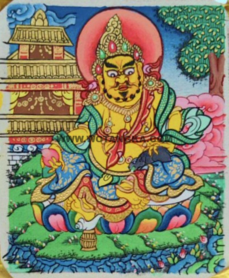 编号118-5157426：彩绘小唐卡-黄财神（长方形·5*4CM左右）