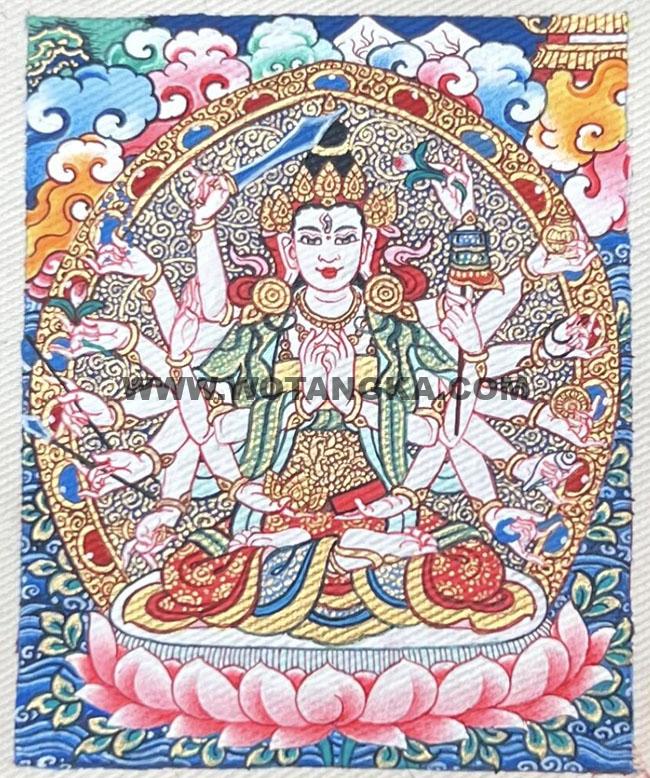 编号118-5319072：彩绘小唐卡-准提佛母（长方形·5*4CM左右）