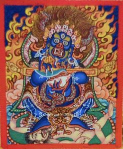 编号118-5436550：彩绘小唐卡-宝帐怙主（长方形·5*4CM左右）