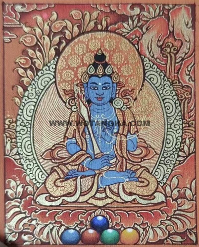 编号118-5801201：红金小唐卡-虚空藏菩萨（长方形·5*4CM左右）