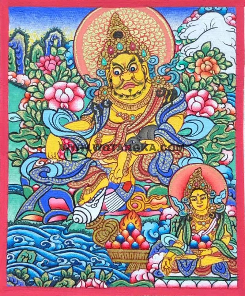 编号118-5809829：彩绘小唐卡-黄财神（长方形·5*4CM左右）