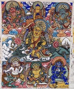 编号118-5876537：彩绘小唐卡-财宝天王·五方财神（长方形·5*4CM左右）