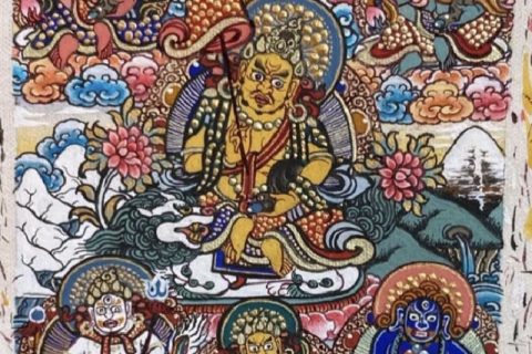 编号118-5876537：彩绘小唐卡-财宝天王·五方财神（长方形·5*4CM左右）