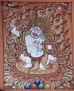 编号118-5934176：红金小唐卡-不动明王（长方形·5*4CM左右）