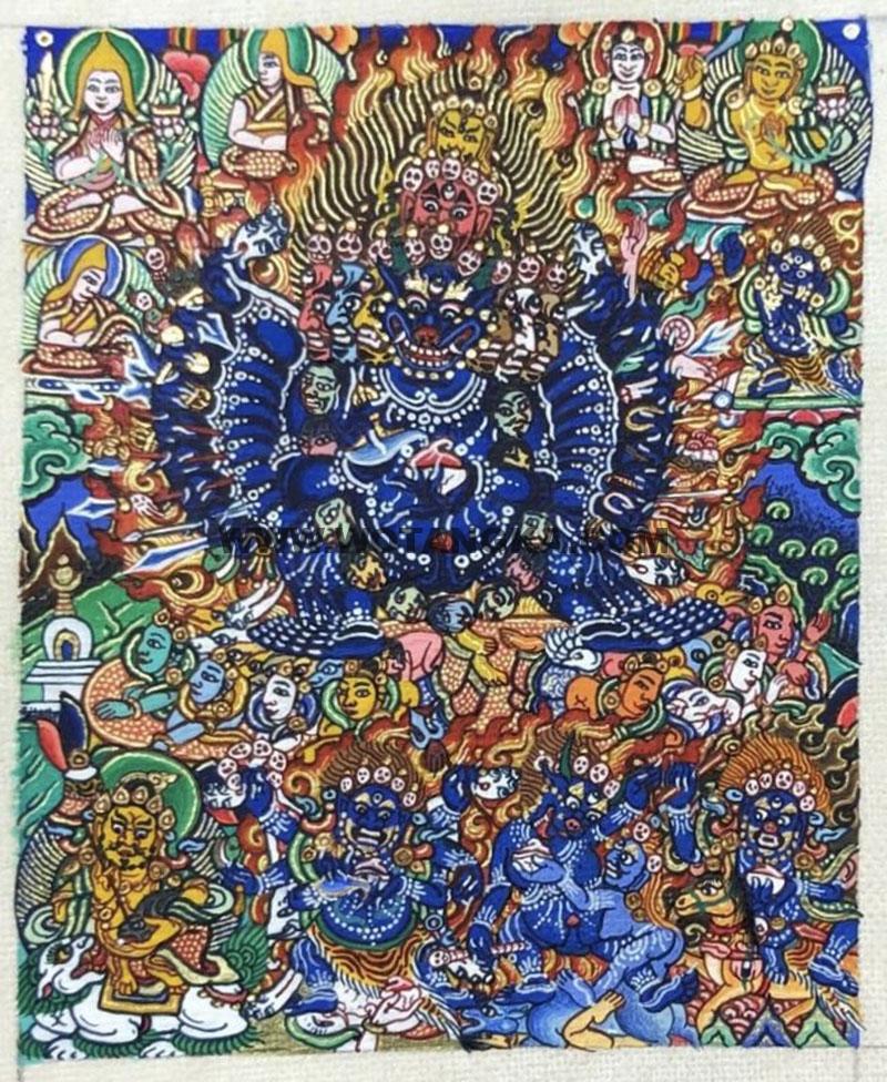 编号118-5943761：彩绘小唐卡-大威德金刚（长方形·5*4CM左右）