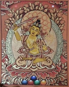 编号118-6104439：红金小唐卡-文殊菩萨（长方形·5*4CM左右）