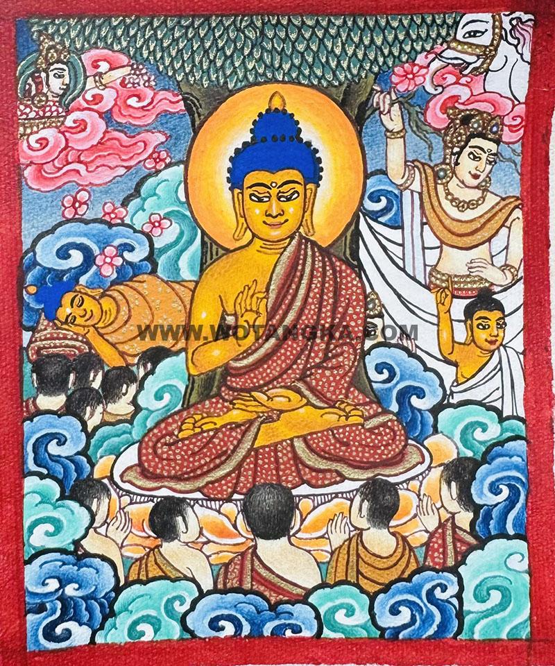 编号118-6284666：彩绘小唐卡-释迦牟尼佛（长方形·5*4CM左右）