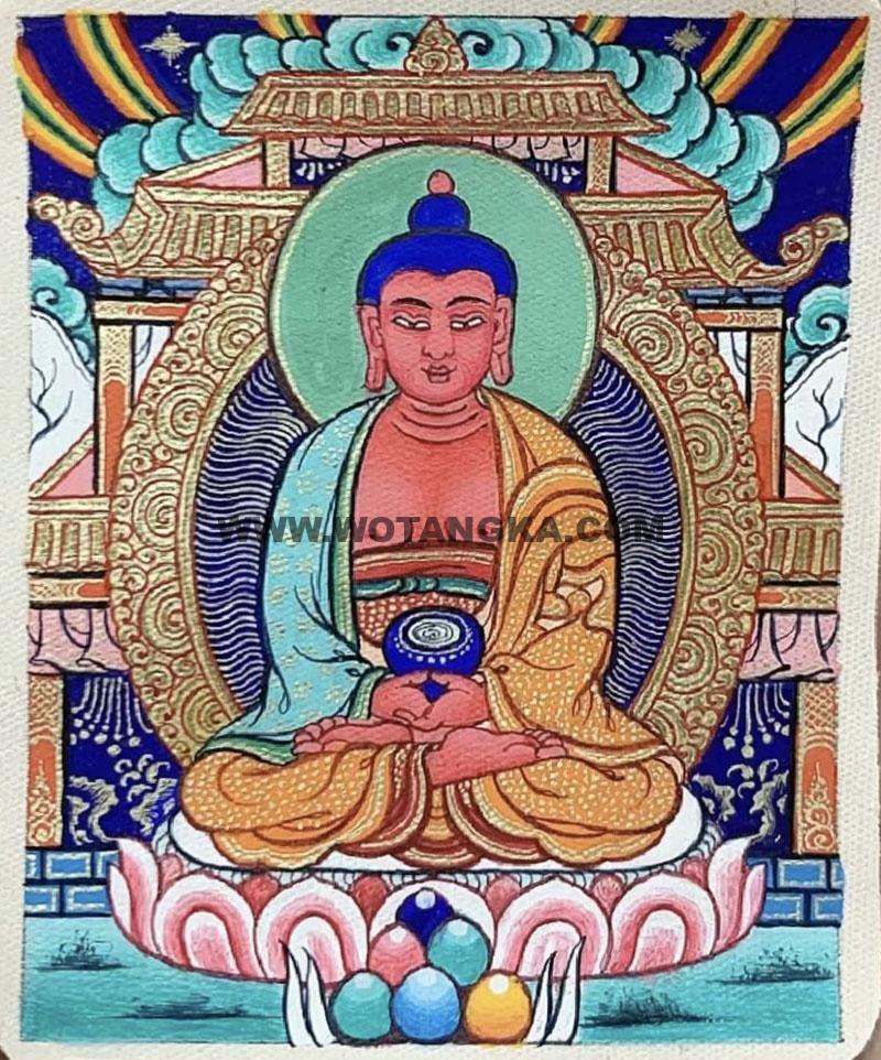 编号118-6371894：彩绘小唐卡-阿弥陀佛（长方形·5*4CM左右）