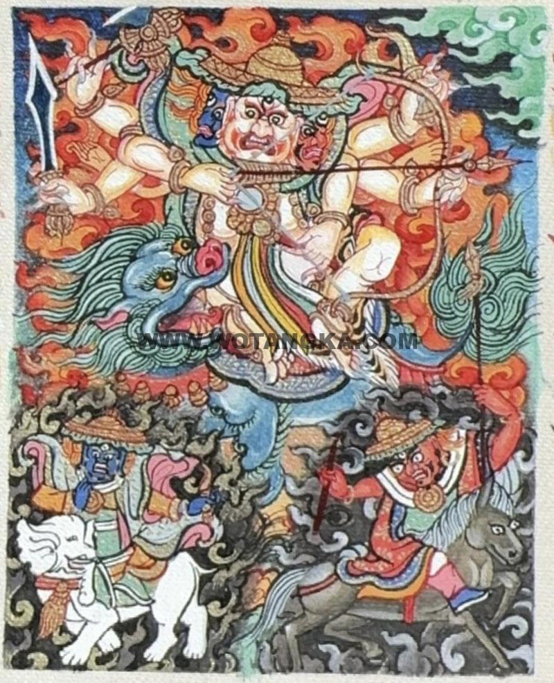 编号118-6803270：彩绘小唐卡-白哈尔王（长方形·5*4CM左右）