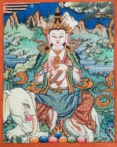 编号118-6929943：彩绘小唐卡-骑象普贤菩萨（长方形·5*4CM左右）