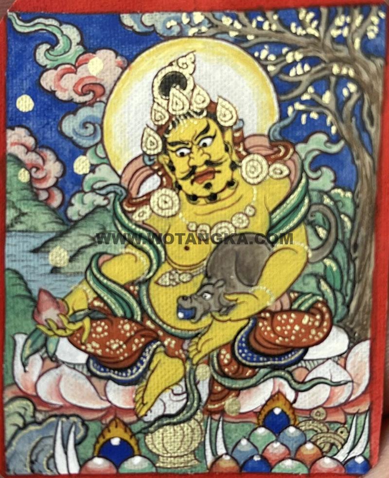 编号118-7189870：彩绘小唐卡-黄财神（长方形·5*4CM左右）