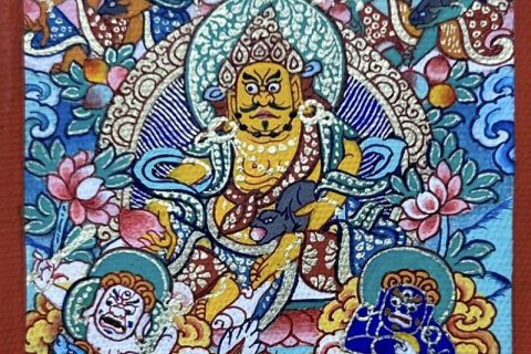 编号118-7919461：彩绘小唐卡-五方财神（长方形·5*4CM左右）