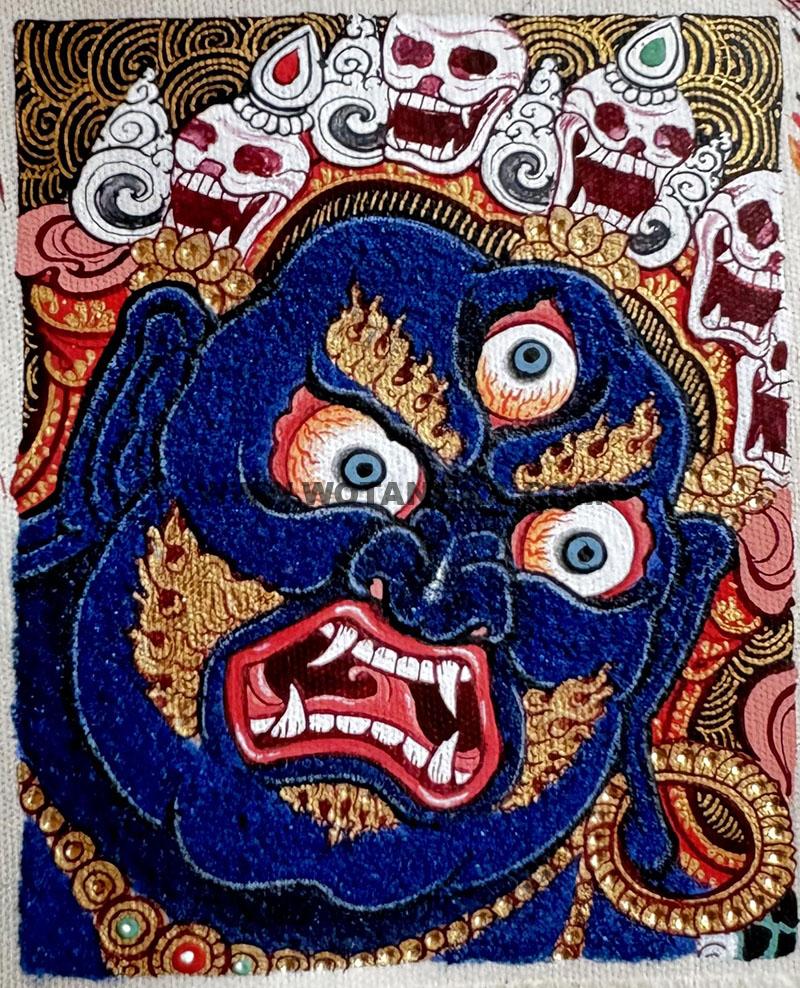 编号118-8191433：彩绘小唐卡-六臂玛哈嘎拉（长方形·5*4CM左右）