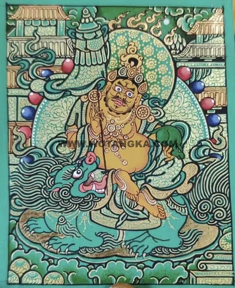 编号118-8242044：绿金小唐卡-财宝天王（长方形·5*4CM左右）